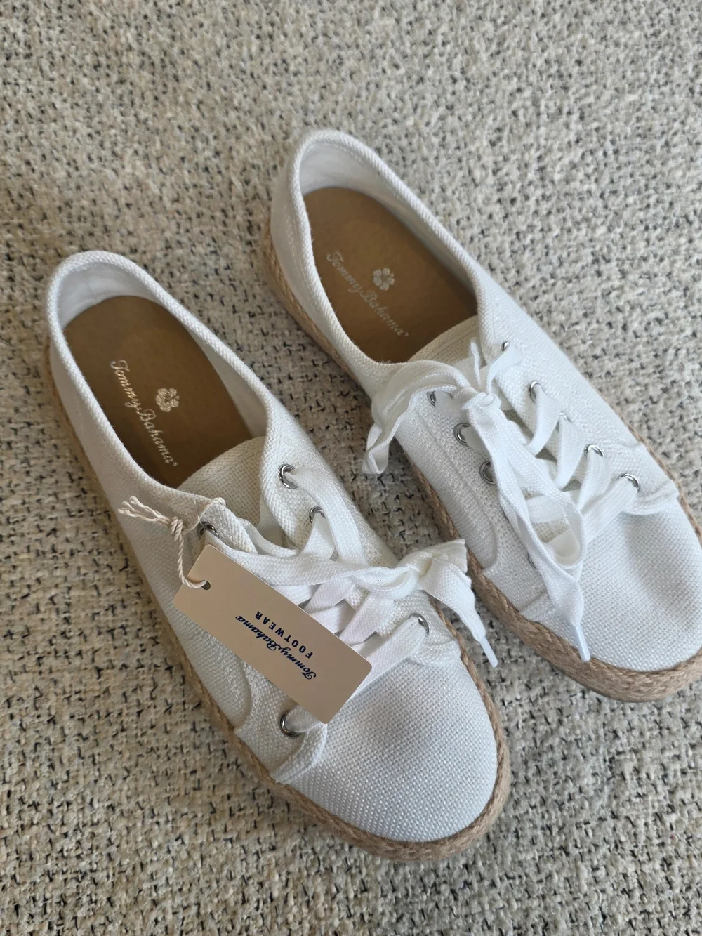 Tommy Bahama White Canvas Espadrille Platform Sneakers Size 8.5